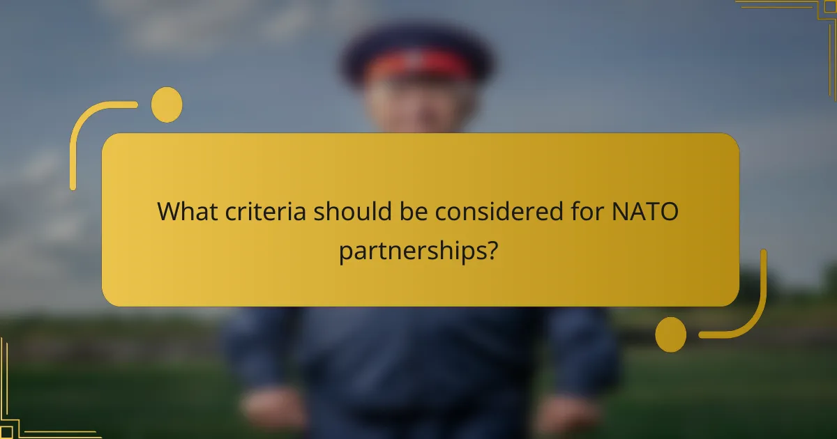 What criteria should be considered for NATO partnerships?