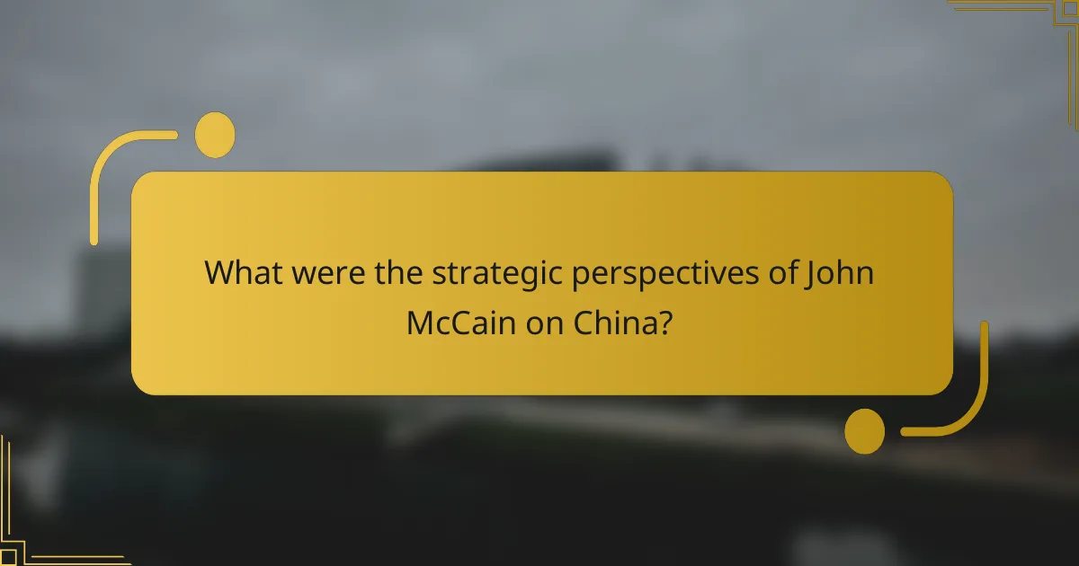 What were the strategic perspectives of John McCain on China?
